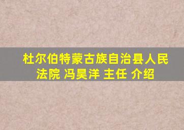 杜尔伯特蒙古族自治县人民法院 冯昊洋 主任 介绍